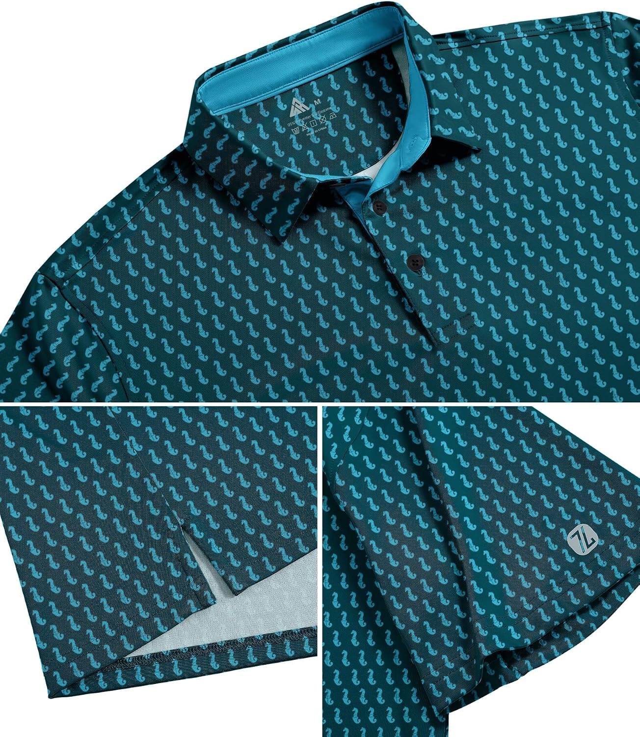 image:imageZITY 5 Pack Mens Golf Shirts Short Sleeve Print Patterns Performance Moisture Wicking Polo ShirtBlue Green Purple White Navy Light Orange