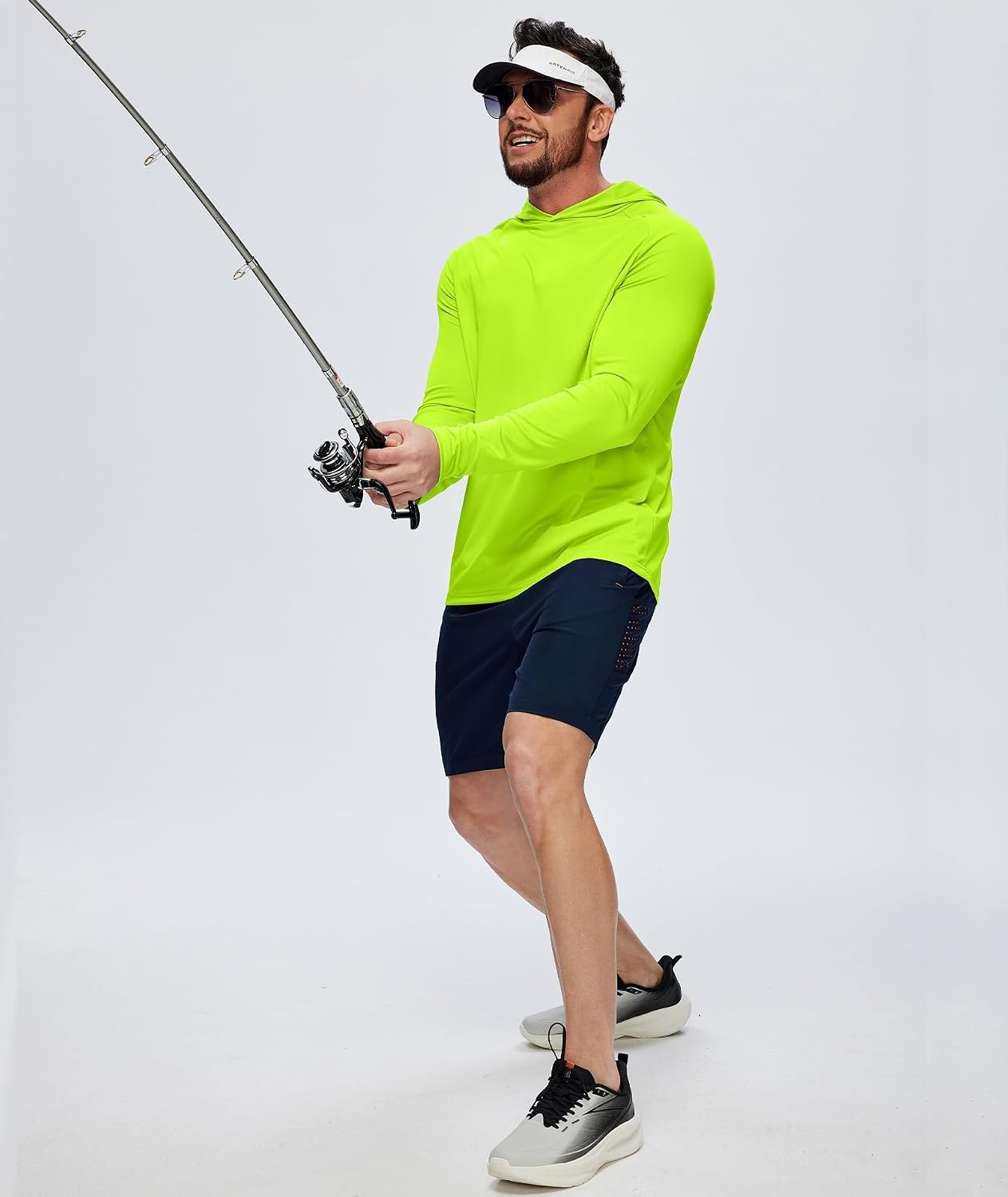 image:imageZITY 5 Pack Mens UPF 50 Hoodie Long Sleeve Shirt Sun Fishing Shirts5 Pack 4 Neon Green 1 Orange
