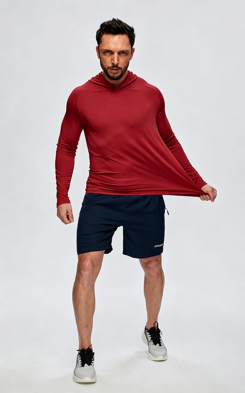image:imageZITY 5 Pack Mens UPF 50 Hoodie Long Sleeve Shirt Sun Fishing ShirtsBurgundyWhiteDark GrayNavyBlack