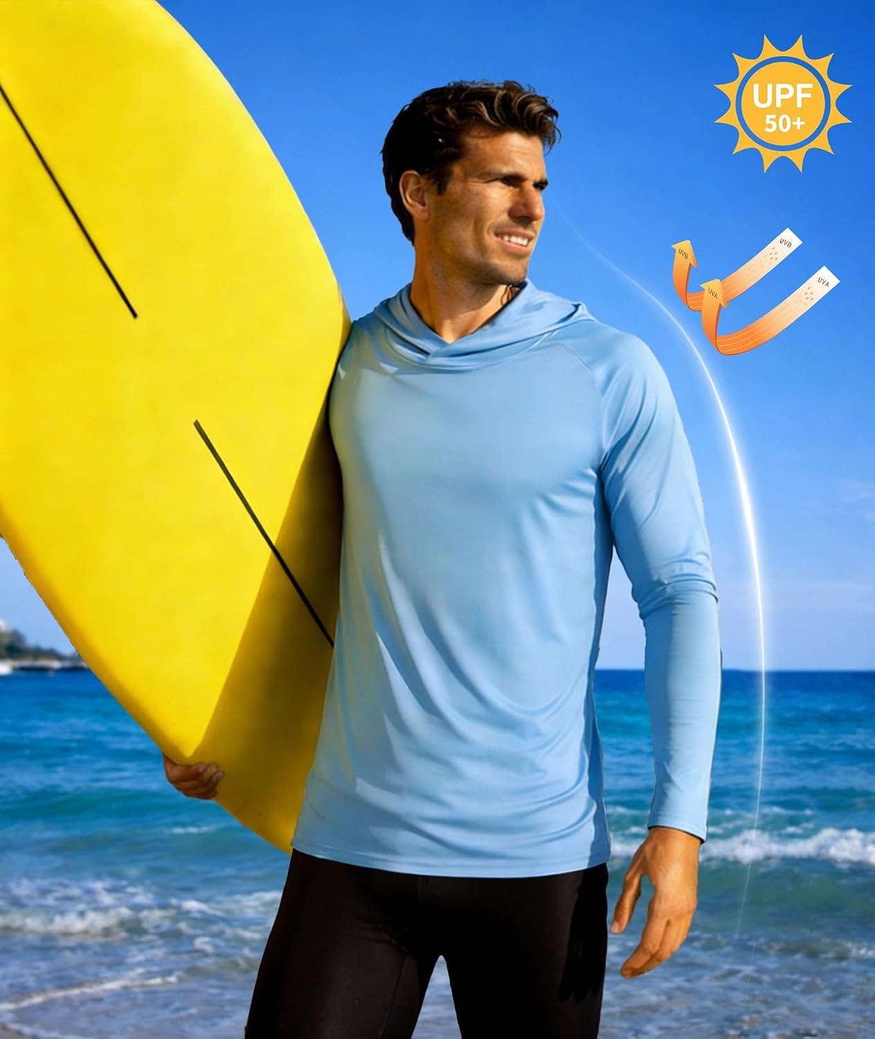 image:imageZITY 5 Pack Mens UPF 50 Hoodie Long Sleeve Shirt Sun Fishing ShirtsDark GrayLight GrayWhiteLight BlueSky Blue