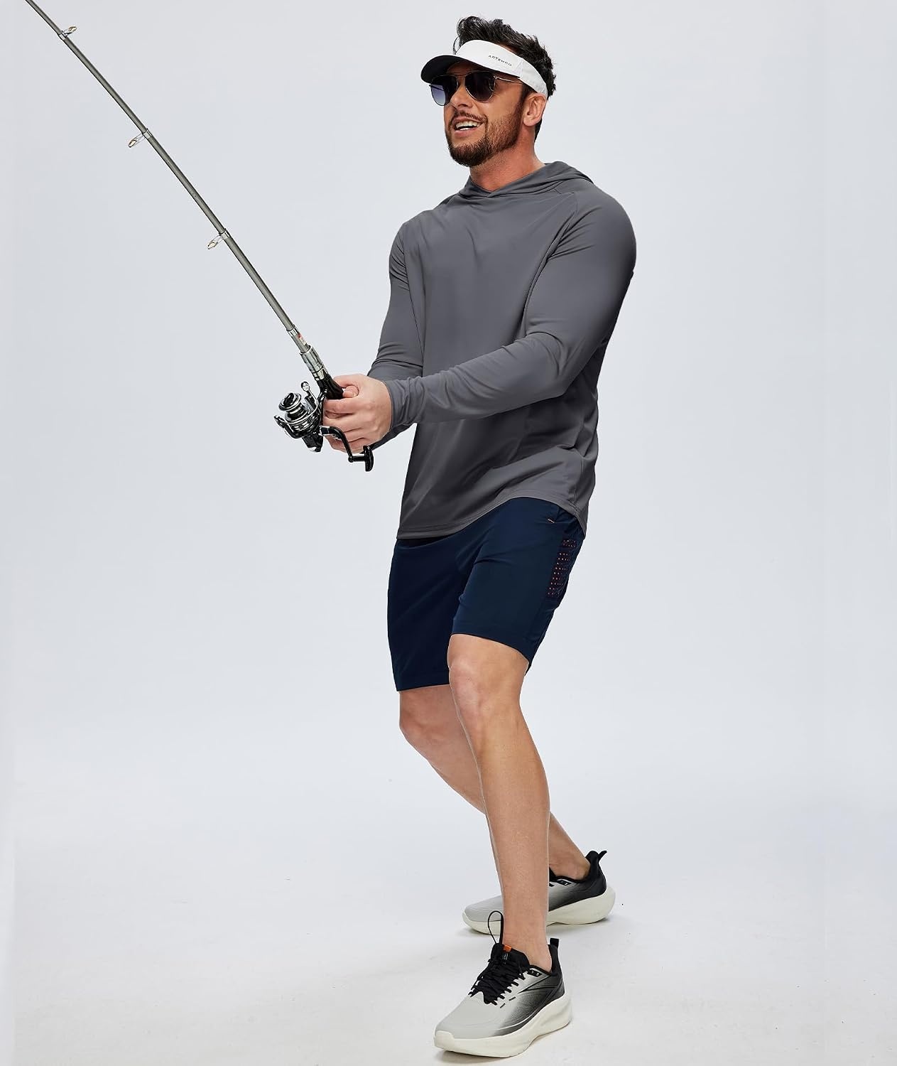 image:imageZITY 5 Pack Mens UPF 50 Hoodie Long Sleeve Shirt Sun Fishing ShirtsLight BlueSky BlueNavyDark GrayBlack