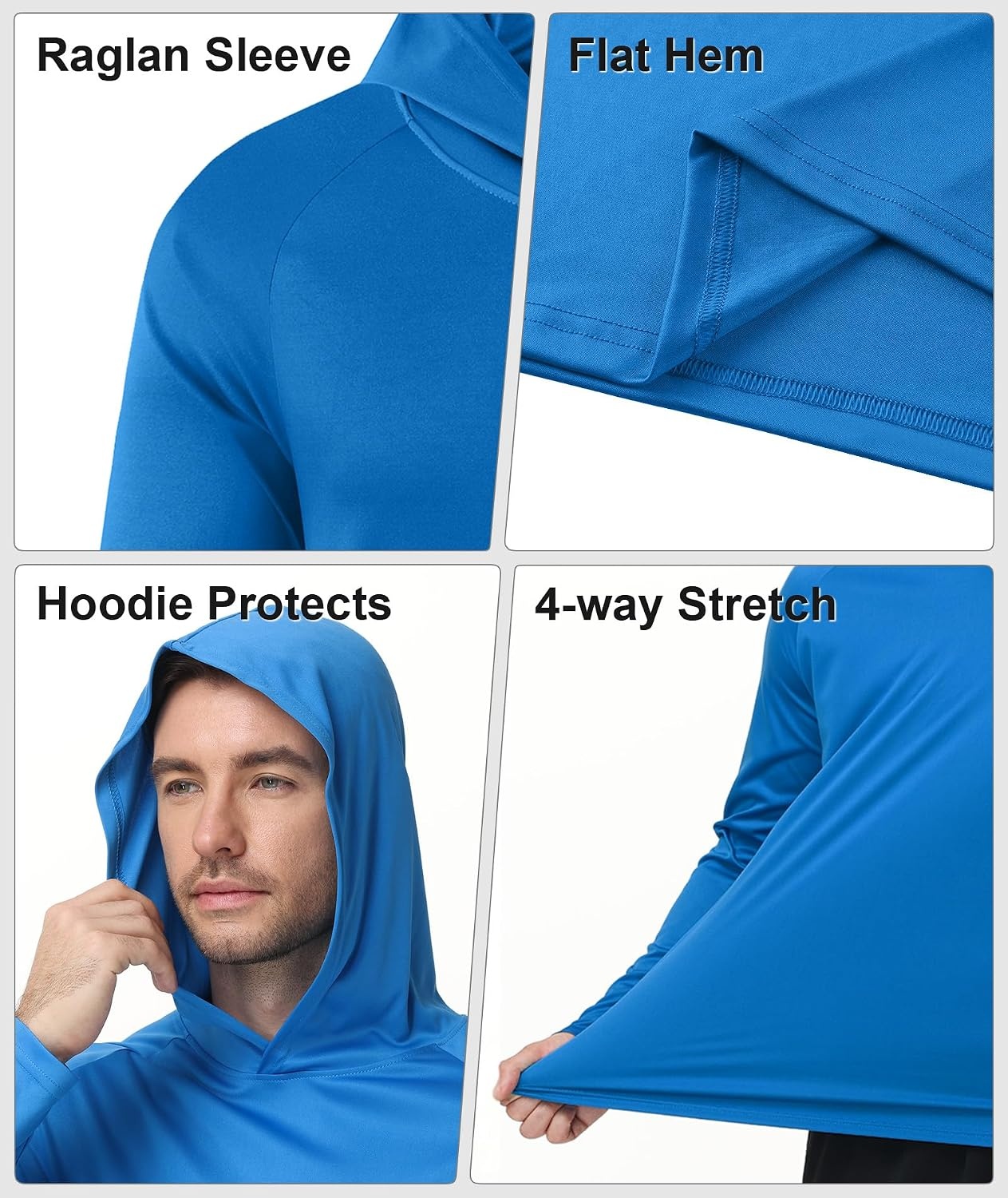 image:imageZITY 5 Pack Mens UPF 50 Hoodie Long Sleeve Shirt Sun Fishing ShirtsLight BlueSky BlueNavyDark GrayBlack