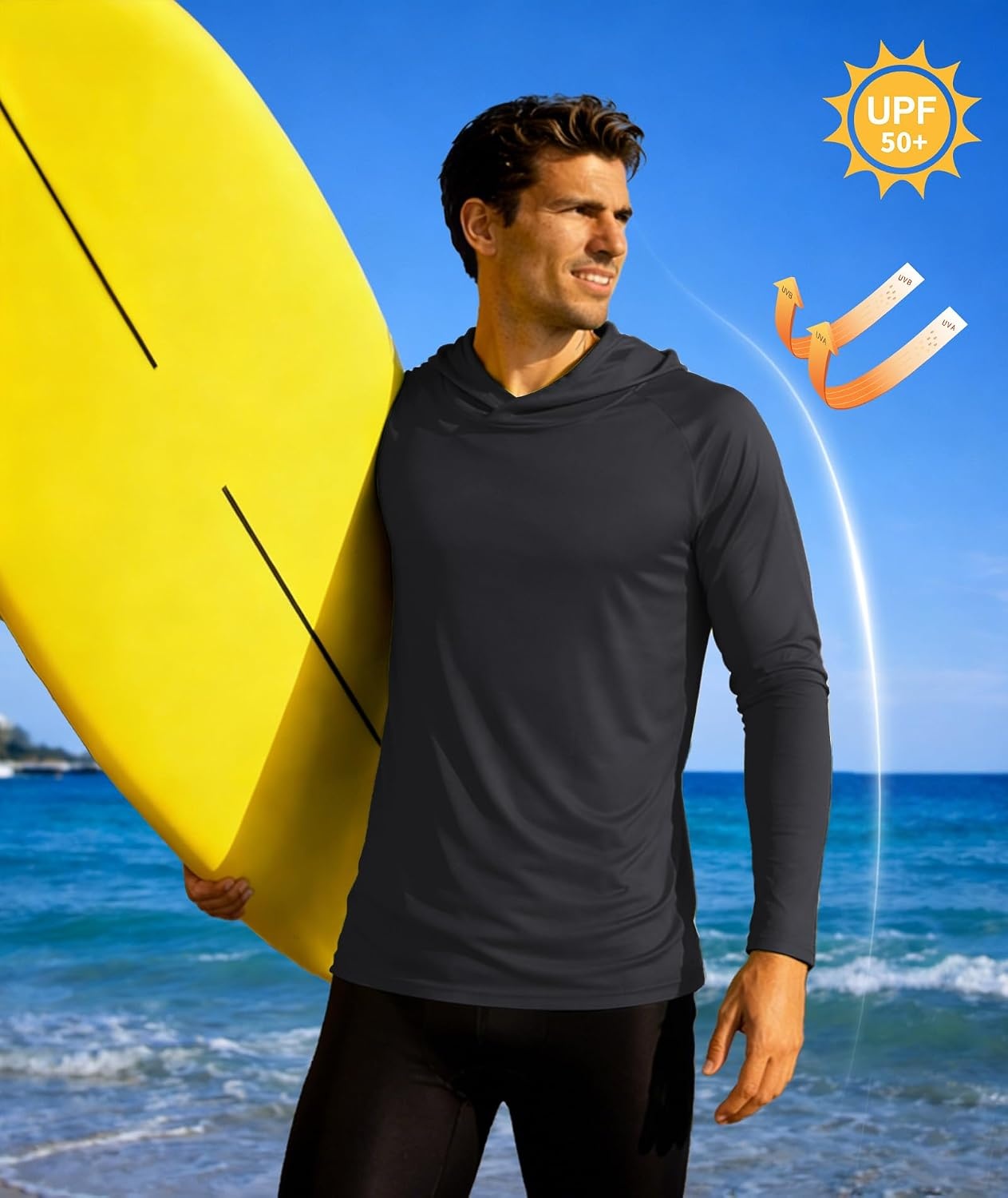 image:imageZITY 5 Pack Mens UPF 50 Hoodie Long Sleeve Shirt Sun Fishing ShirtsLight BlueSky BlueNavyDark GrayBlack