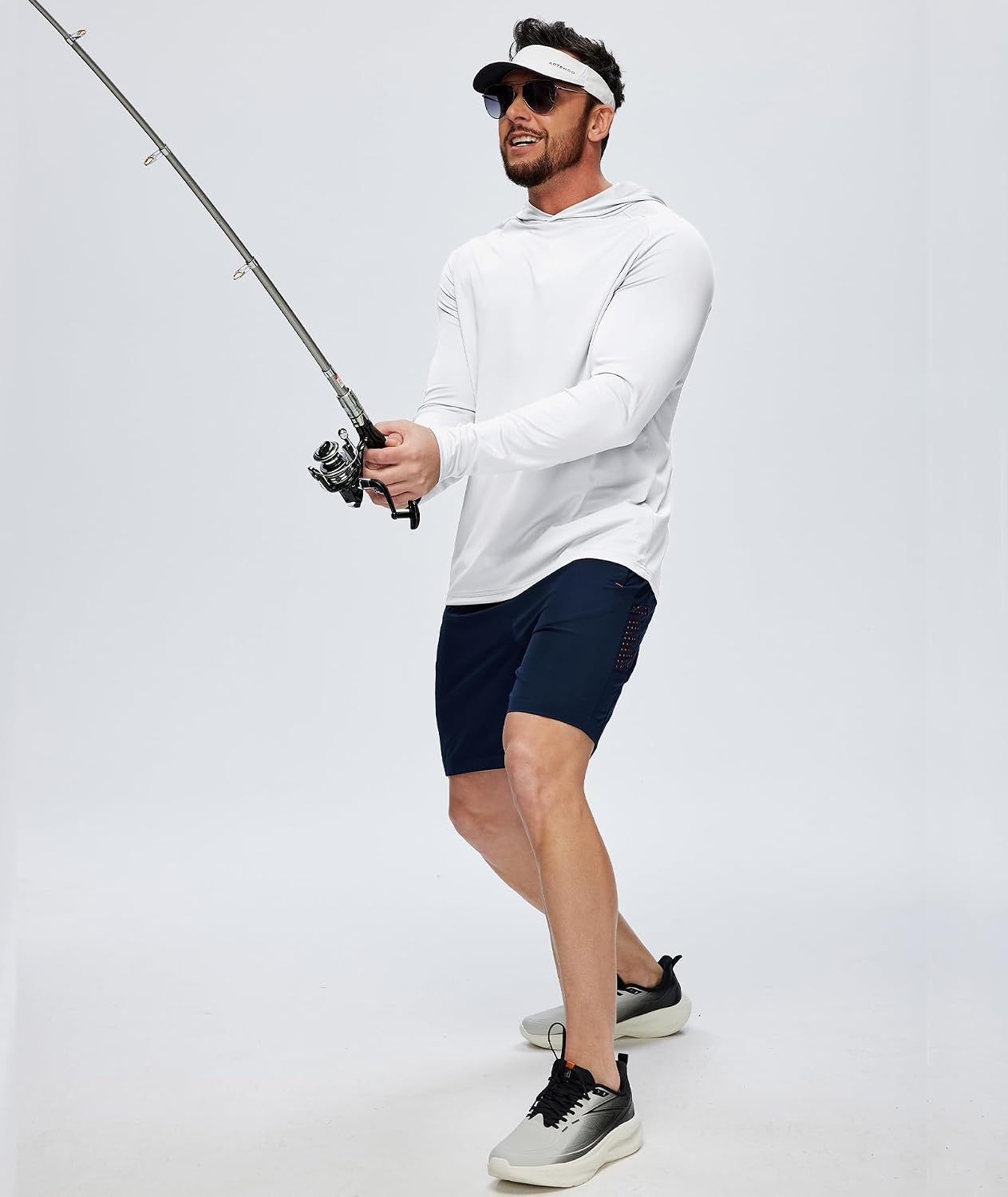 image:imageZITY 5 Pack Mens UPF 50 Hoodie Long Sleeve Shirt Sun Fishing ShirtsNeon GreenOrangeLight BlueWhiteLight Gray