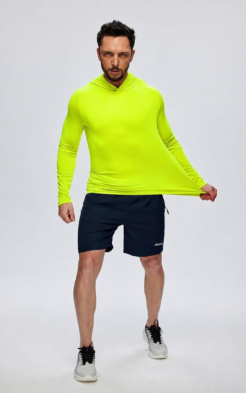 image:imageZITY 5 Pack Mens UPF 50 Hoodie Long Sleeve Shirt Sun Fishing ShirtsNeon GreenOrangeLight BlueWhiteLight Gray