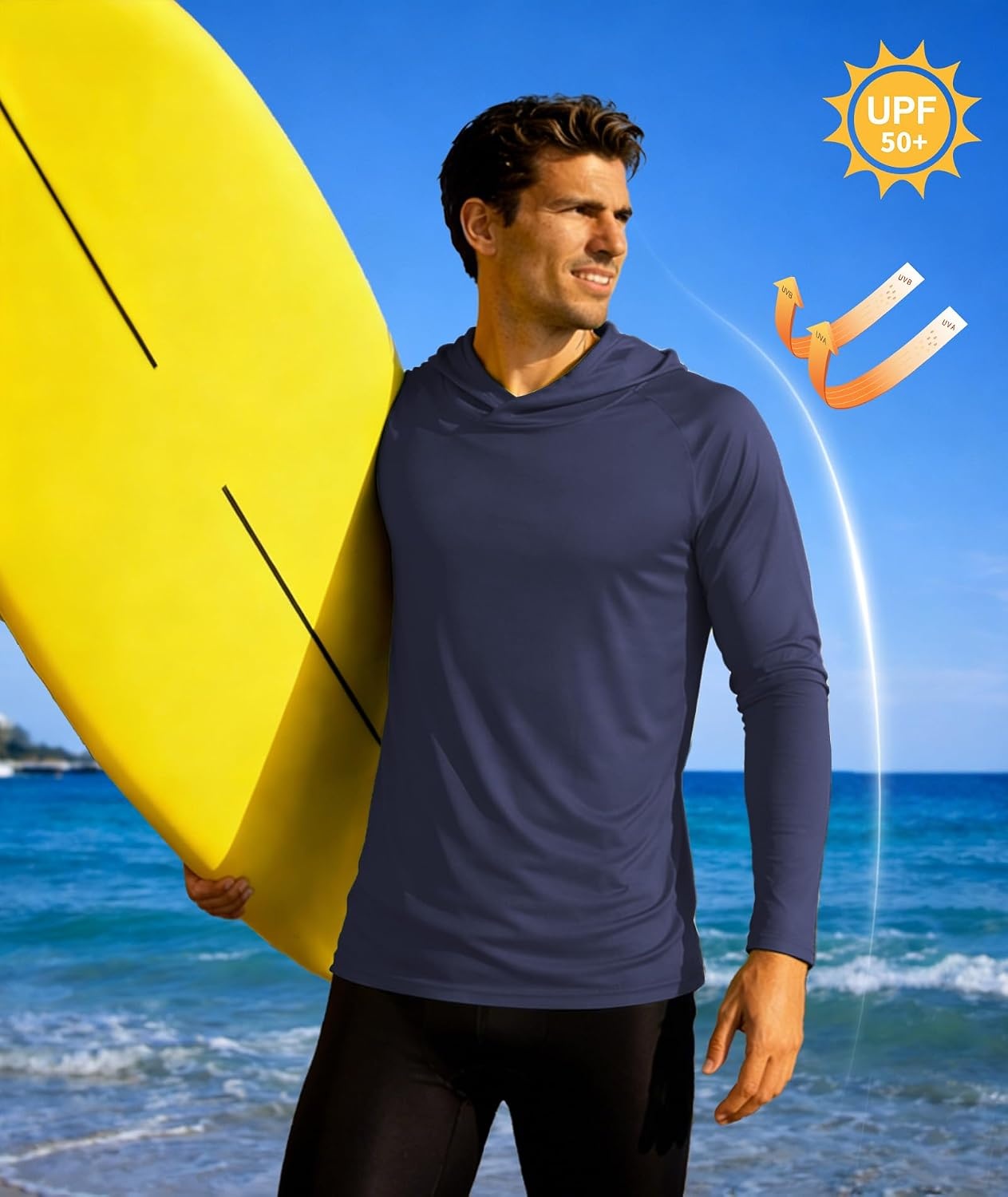 image:imageZITY 5 Pack Mens UPF 50 Hoodie Long Sleeve Shirt Sun Fishing ShirtsSky BlueLight GrayNavyBlackDark Gray