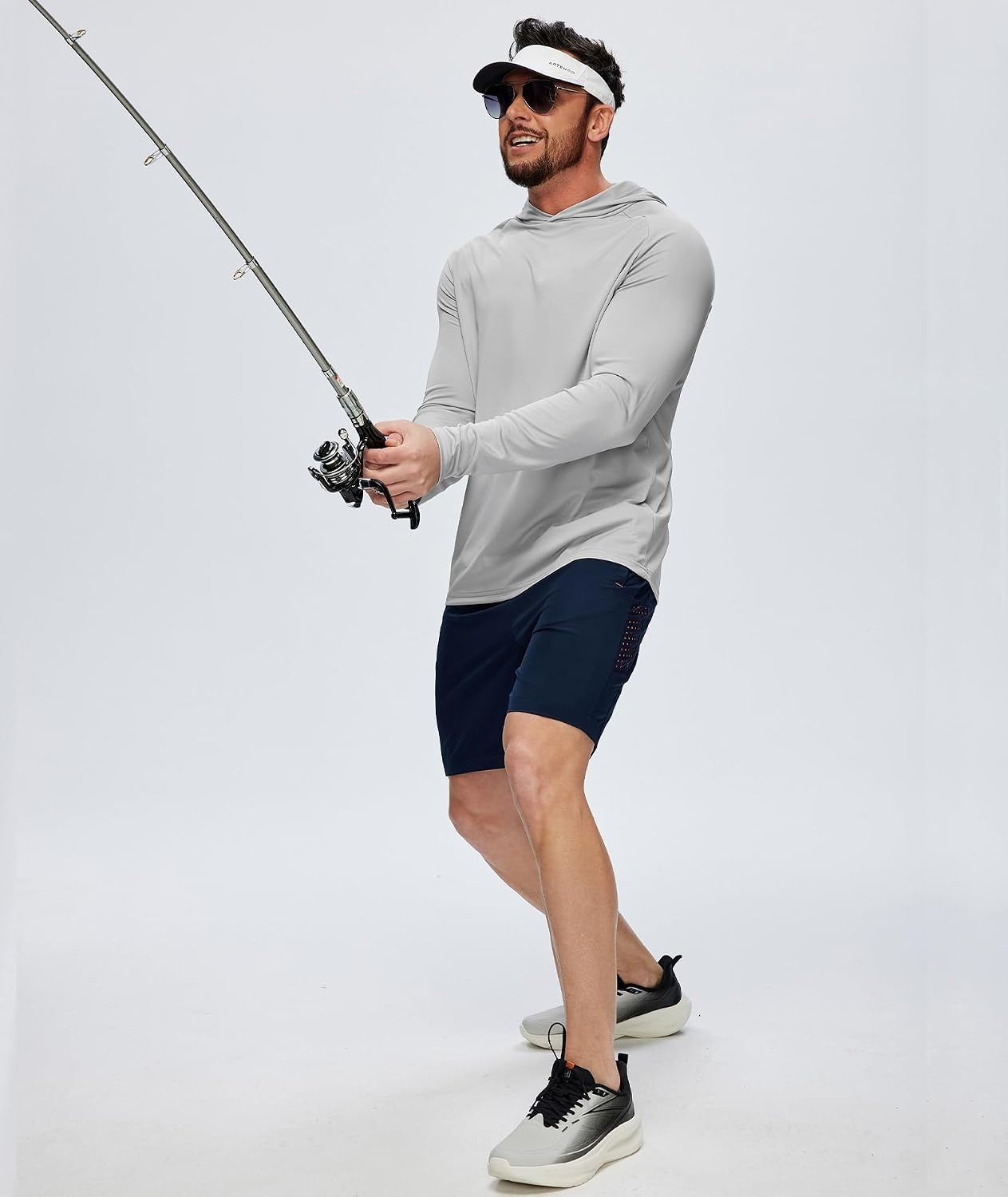 image:imageZITY 5 Pack Mens UPF 50 Hoodie Long Sleeve Shirt Sun Fishing ShirtsWhiteLight GrayLight GrayLight BlueLight Blue