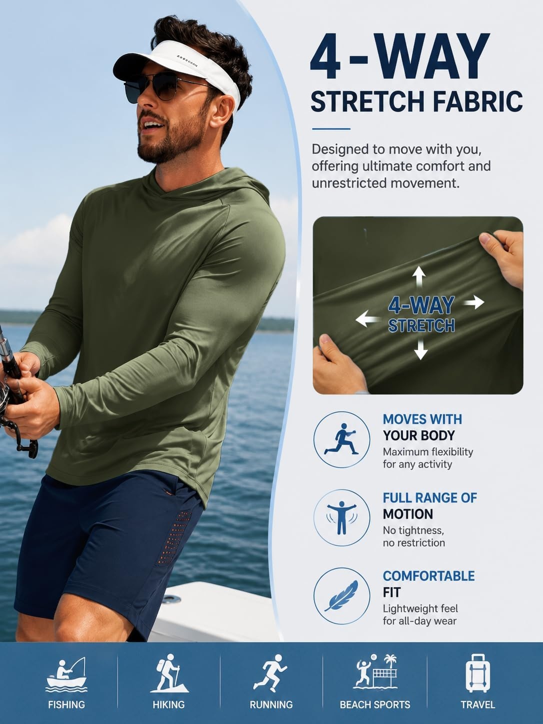 image:imageZITY 7 Pack Sun Shirts for Men UPF 50 UV Protection Athletic Hoodies7 Packarmy Green7
