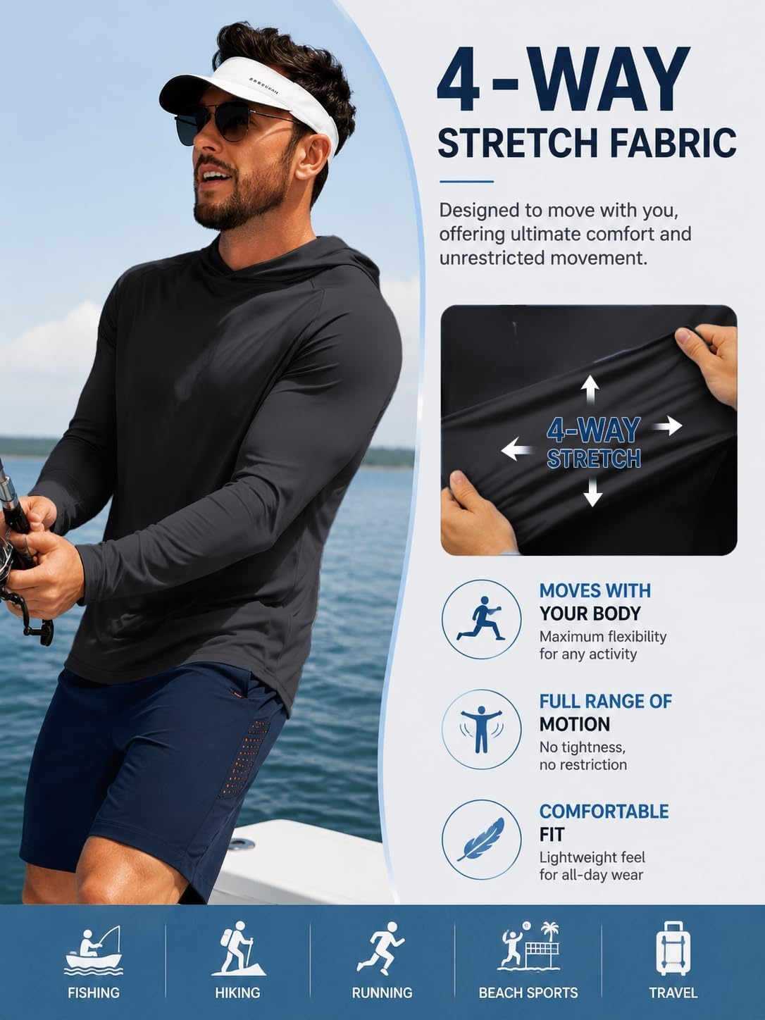 image:imageZITY 7 Pack Sun Shirts for Men UPF 50 UV Protection Athletic Hoodies7 Packblack7