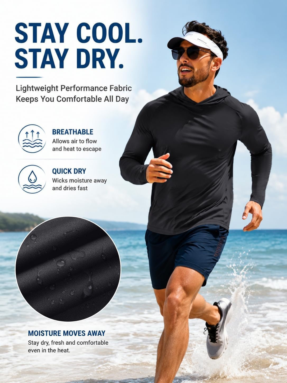 image:imageZITY 7 Pack Sun Shirts for Men UPF 50 UV Protection Athletic Hoodies7 Packblack7