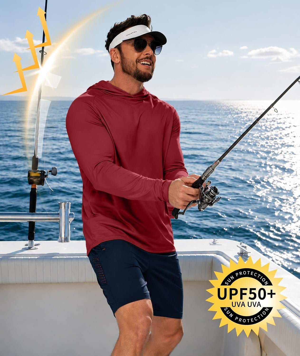 image:imageZITY 7 Pack Sun Shirts for Men UPF 50 UV Protection Athletic Hoodies7 Packlight Blue Blue Dark Blue Red Light Grey Dark Grey Black