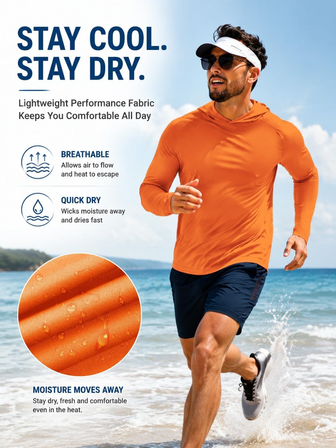 image:imageZITY 7 Pack Sun Shirts for Men UPF 50 UV Protection Athletic Hoodies7 Packorange7