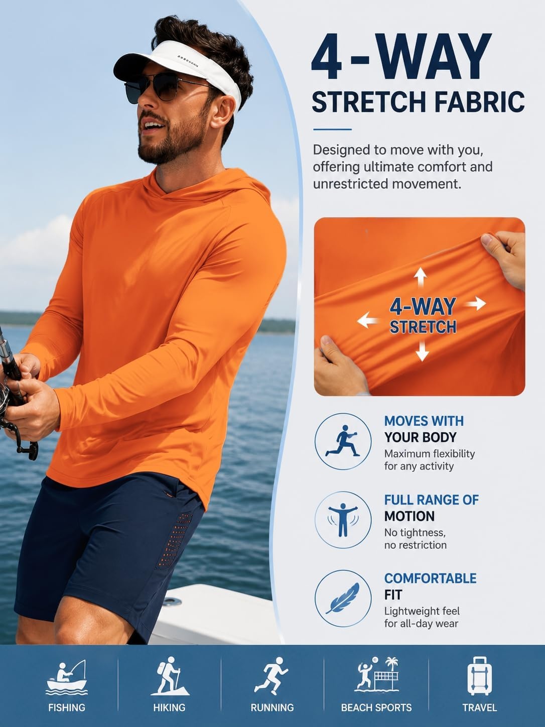 image:imageZITY 7 Pack Sun Shirts for Men UPF 50 UV Protection Athletic Hoodies7 Packorange7