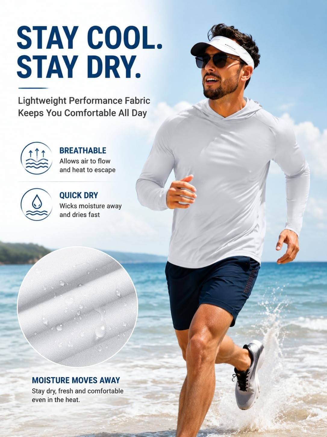image:imageZITY 7 Pack Sun Shirts for Men UPF 50 UV Protection Athletic Hoodies7 Packwhite7