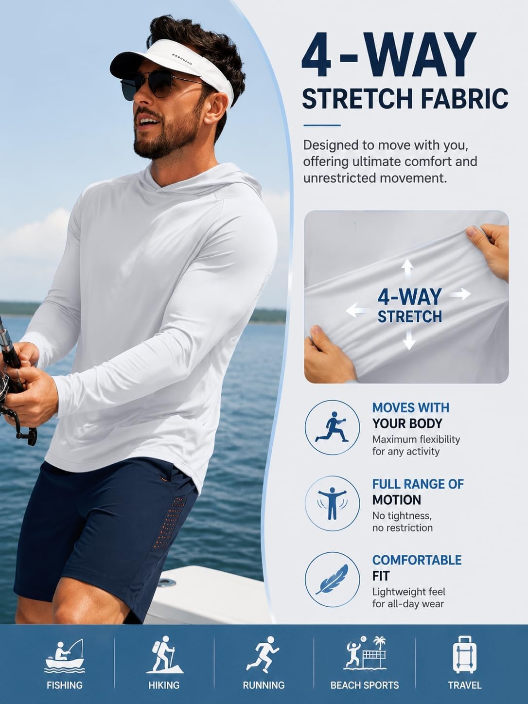 image:imageZITY 7 Pack Sun Shirts for Men UPF 50 UV Protection Athletic Hoodies7 Packwhite7