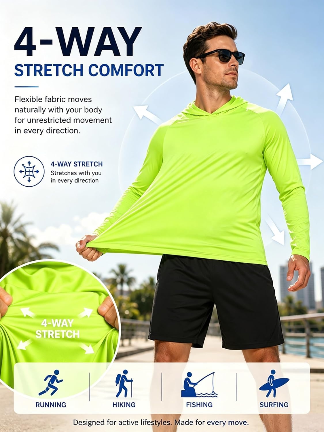 image:imageZITY Fishing Shirts for Men UPF 50 Long Sleeve Shirt Lightweight HoodiesFluorescent Green