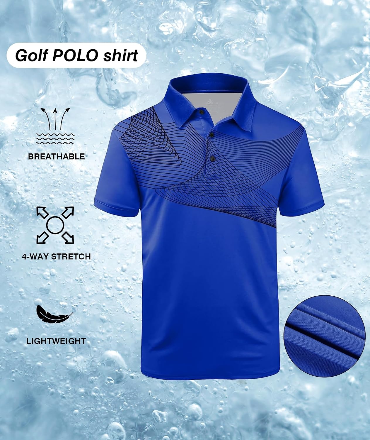 image:imageZITY Golf Polo Shirts for Men Short Sleeve UPF 50 Athletic Tennis TShirtBlue Black