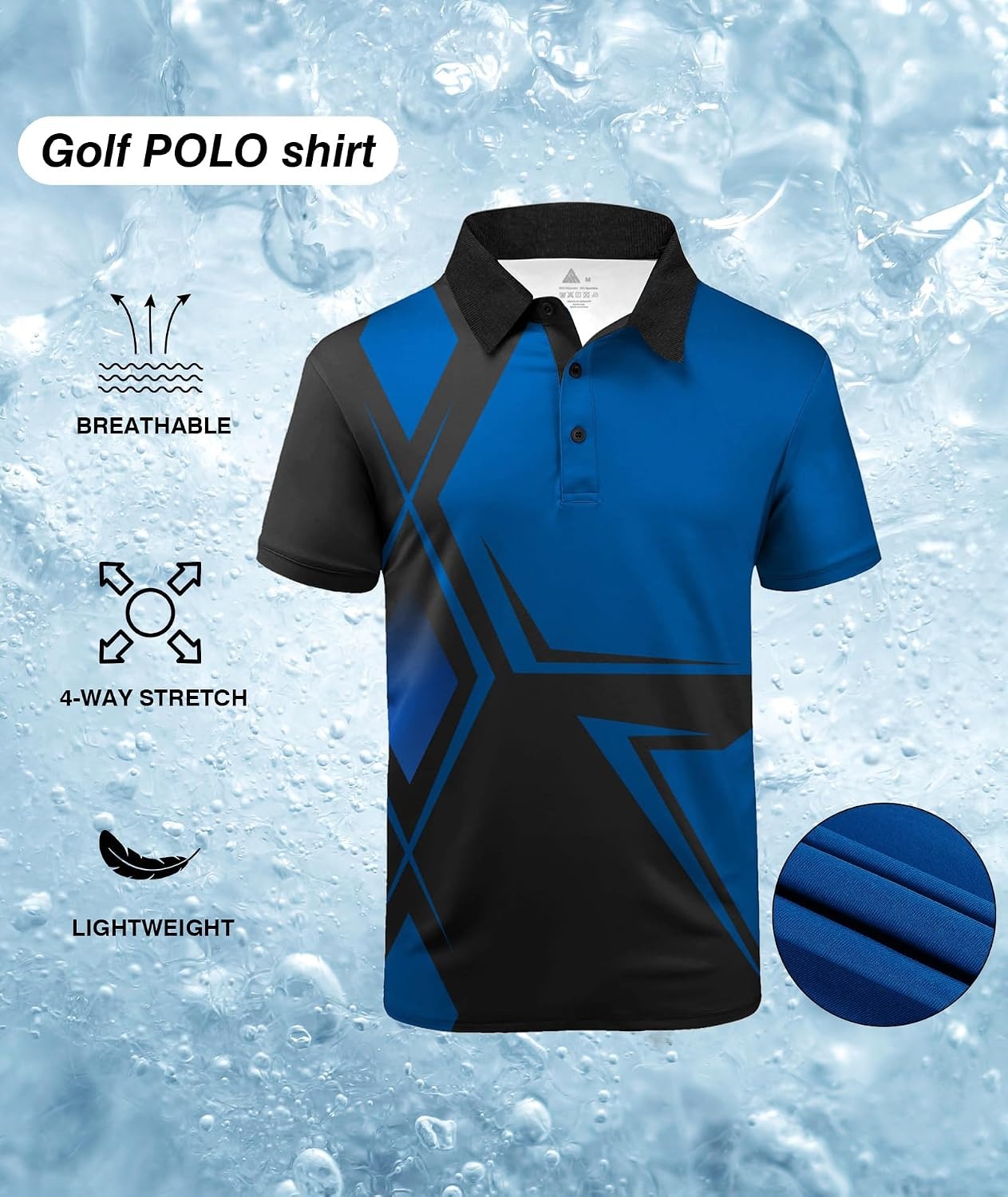 image:imageZITY Golf Polo Shirts for Men Short Sleeve UPF 50 Athletic Tennis TShirtDiamond Blue