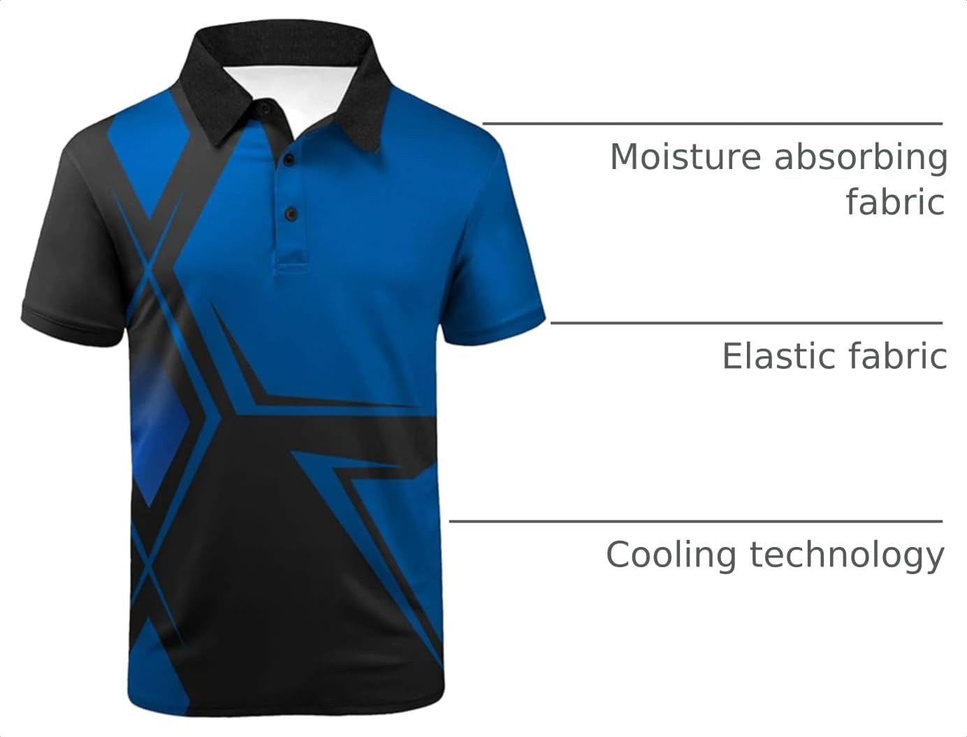 image:imageZITY Golf Polo Shirts for Men Short Sleeve UPF 50 Athletic Tennis TShirtDiamond Blue