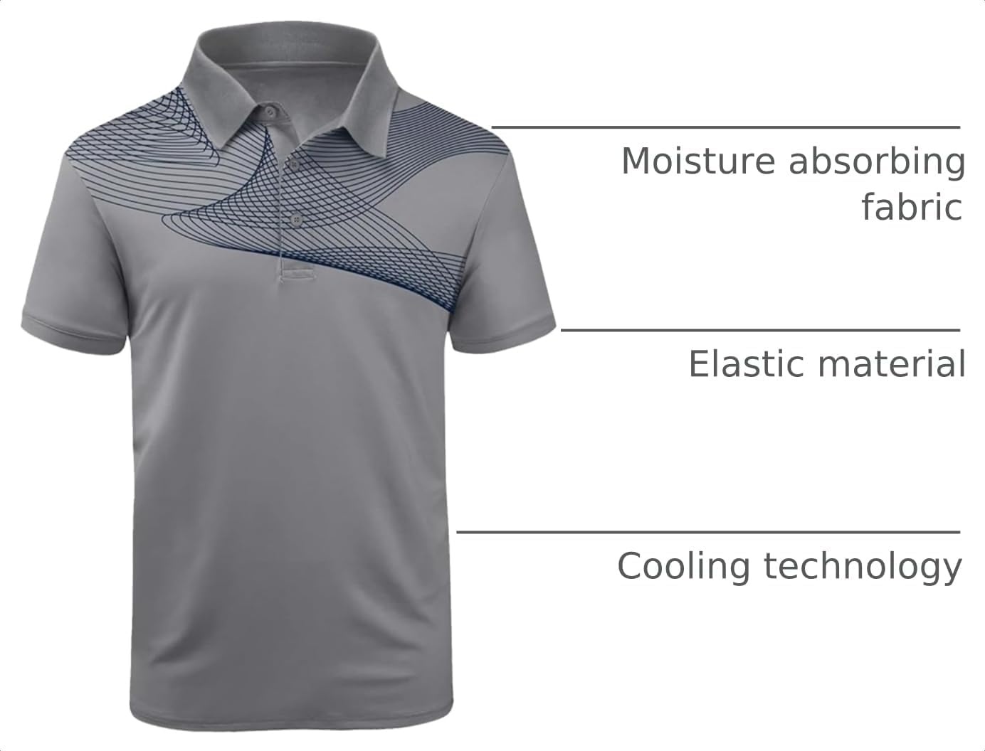 image:imageZITY Golf Polo Shirts for Men Short Sleeve UPF 50 Athletic Tennis TShirtGrey