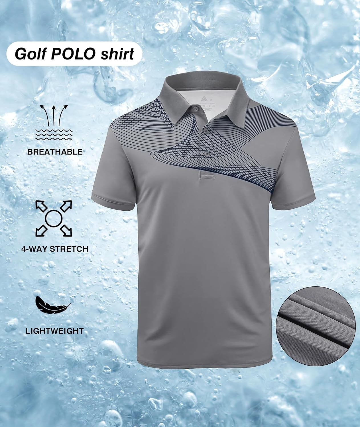 image:imageZITY Golf Polo Shirts for Men Short Sleeve UPF 50 Athletic Tennis TShirtGrey