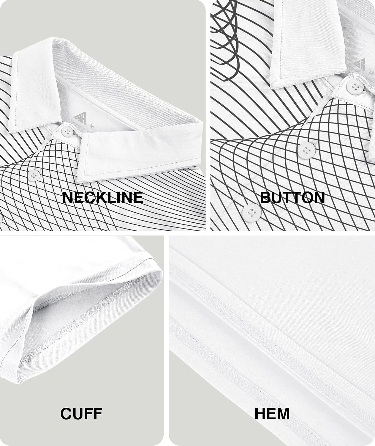 image:imageZITY Golf Polo Shirts for Men Short Sleeve UPF 50 Athletic Tennis TShirtWhite Grey
