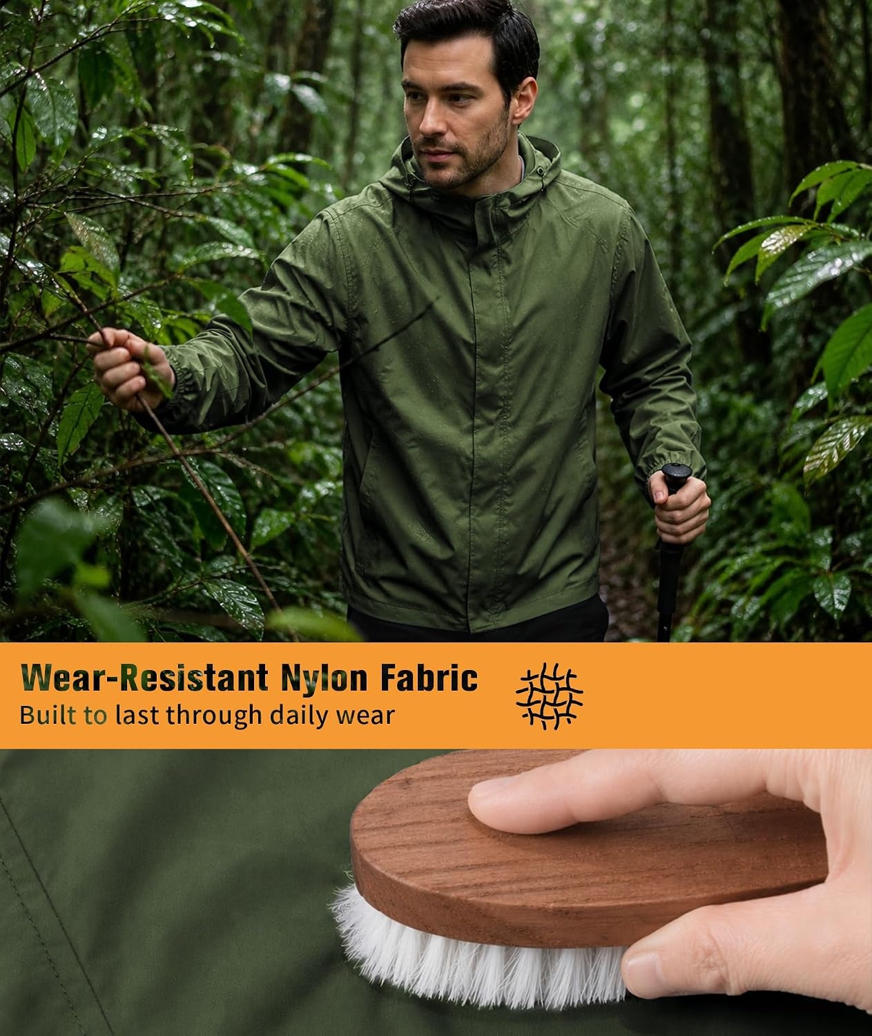 image:imageZITY Lightweight Mens Waterproof Rain Jacket Rain Coats for Men WindbreakerArmy Green