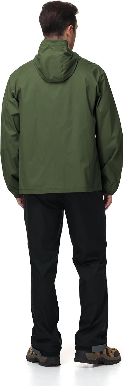 image:imageZITY Lightweight Mens Waterproof Rain Jacket Rain Coats for Men WindbreakerArmy Green