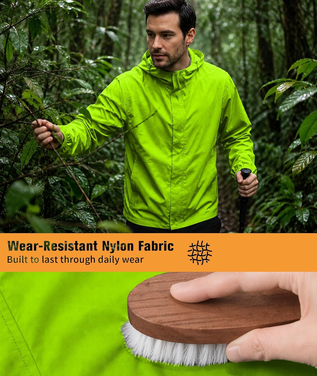 image:imageZITY Lightweight Mens Waterproof Rain Jacket Rain Coats for Men WindbreakerNeon Green