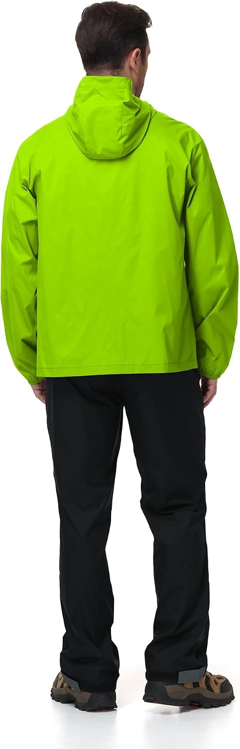 image:imageZITY Lightweight Mens Waterproof Rain Jacket Rain Coats for Men WindbreakerNeon Green