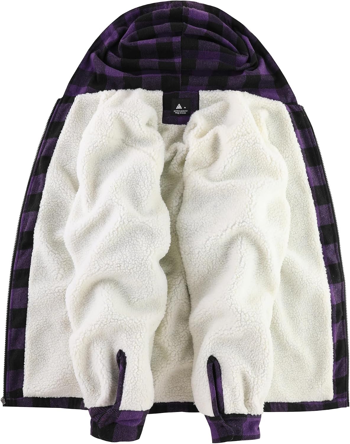 image:imageZITY Mens Flannel Hooded Jacket Fleece Sherpa Lined Plaid Zip Up SweatshirtPurple