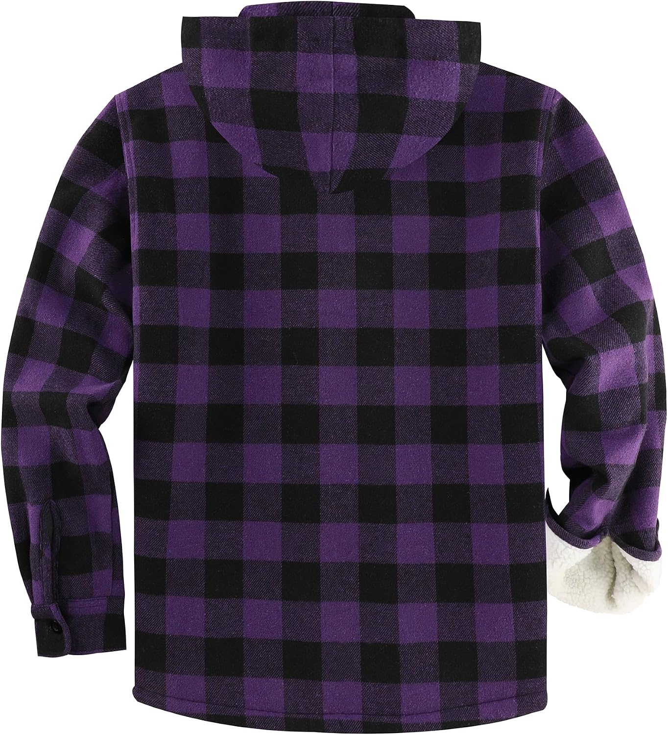 image:imageZITY Mens Flannel Hooded Jacket Fleece Sherpa Lined Plaid Zip Up SweatshirtPurple