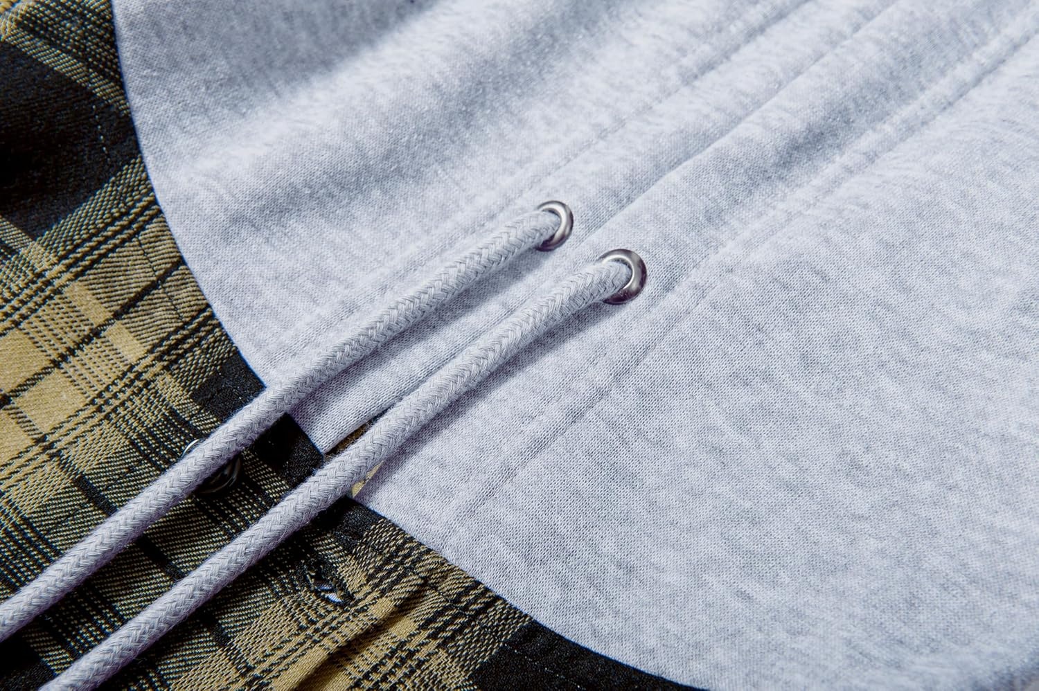 image:imageZITY Mens Flannel Hoodie Shirts Casual Button Down Long Sleeve Plaid ShirtBlack Beige