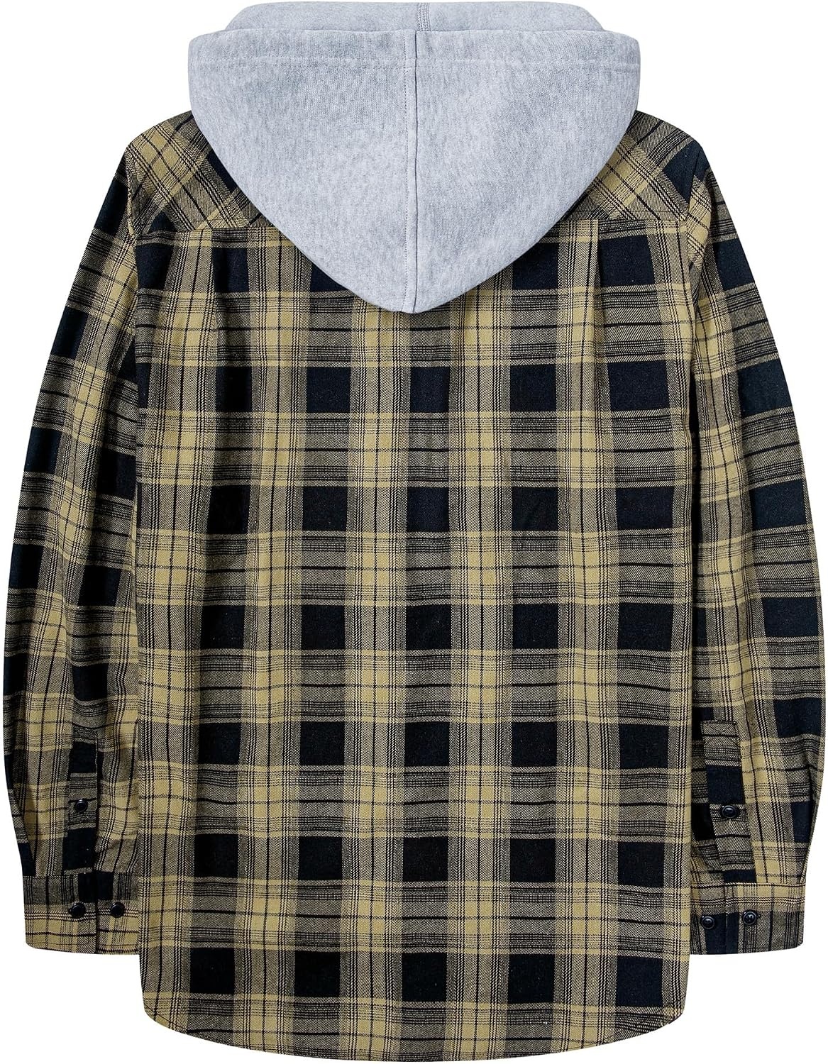 image:imageZITY Mens Flannel Hoodie Shirts Casual Button Down Long Sleeve Plaid ShirtBlack Beige