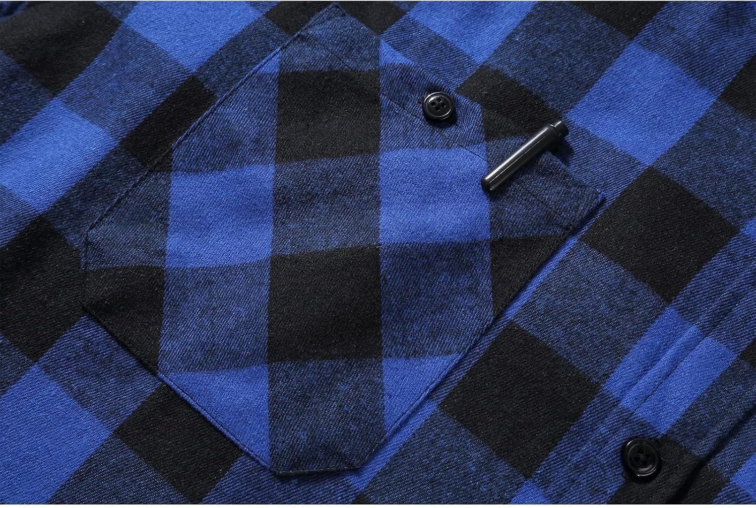 image:imageZITY Mens Flannel Hoodie Shirts Casual Button Down Long Sleeve Plaid ShirtBlack Blue