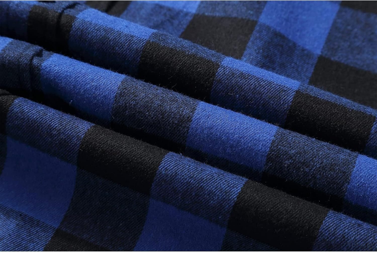 image:imageZITY Mens Flannel Hoodie Shirts Casual Button Down Long Sleeve Plaid ShirtBlack Blue