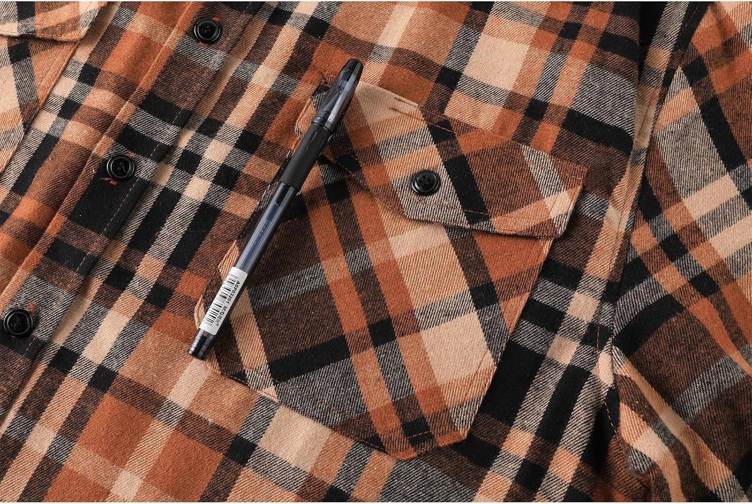 image:imageZITY Mens Flannel Hoodie Shirts Casual Button Down Long Sleeve Plaid ShirtBlack Orange