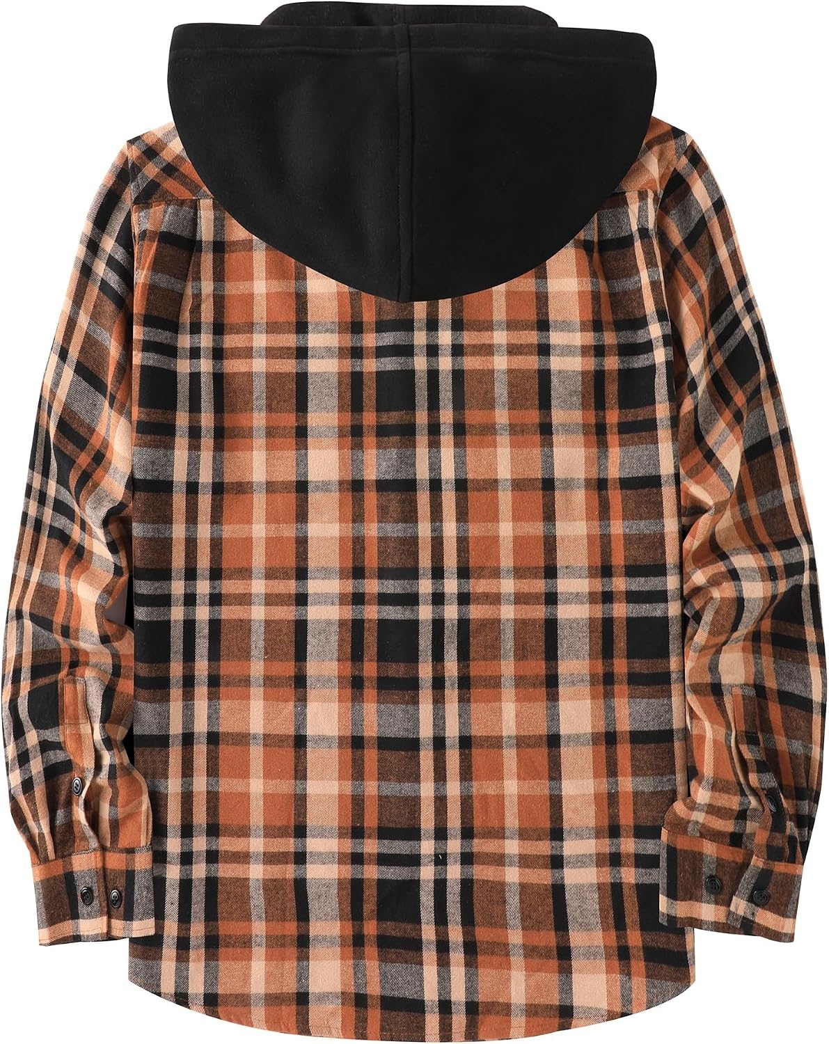 image:imageZITY Mens Flannel Hoodie Shirts Casual Button Down Long Sleeve Plaid ShirtBlack Orange