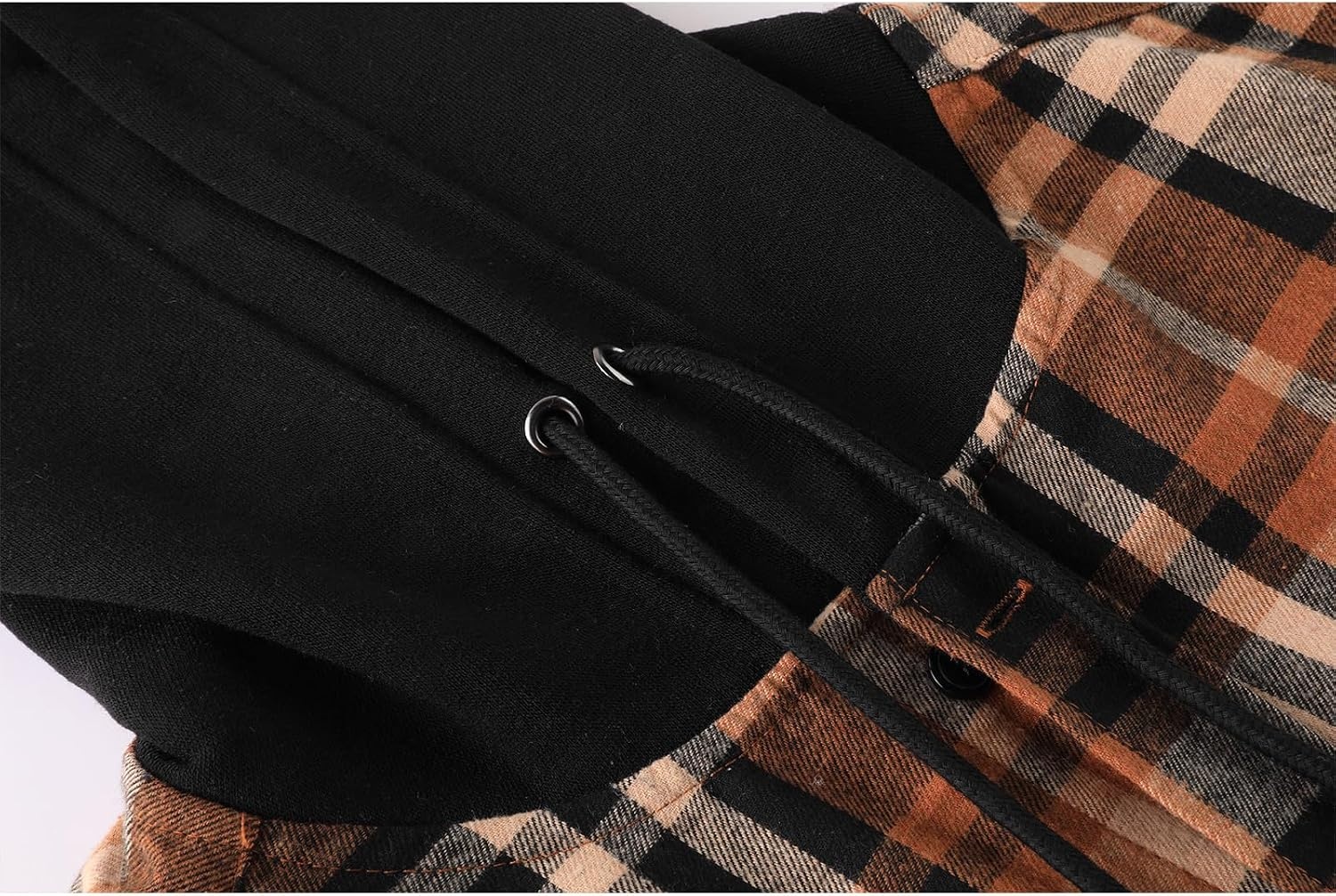 image:imageZITY Mens Flannel Hoodie Shirts Casual Button Down Long Sleeve Plaid ShirtBlack Orange