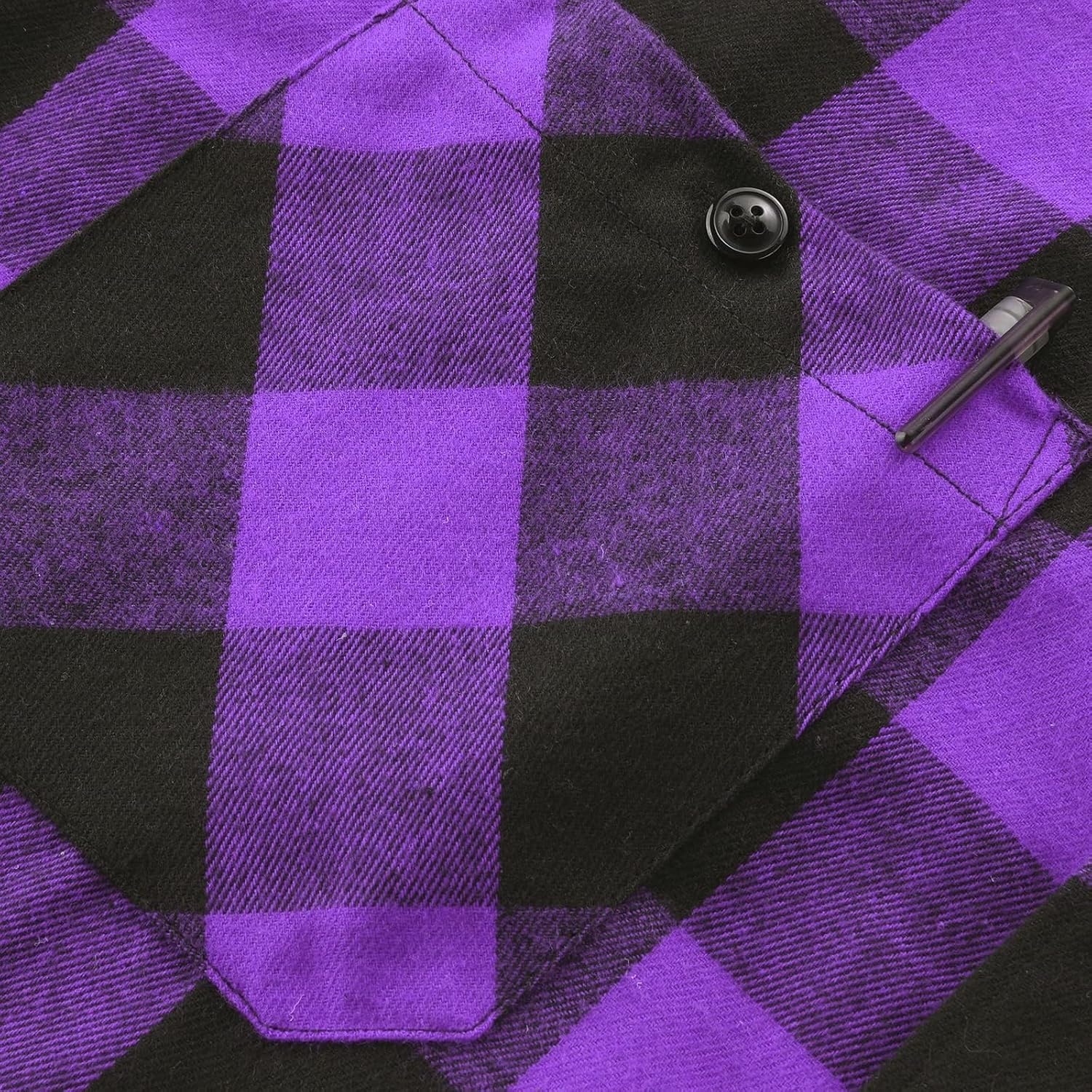 image:imageZITY Mens Flannel Hoodie Shirts Casual Button Down Long Sleeve Plaid ShirtBlack Purple