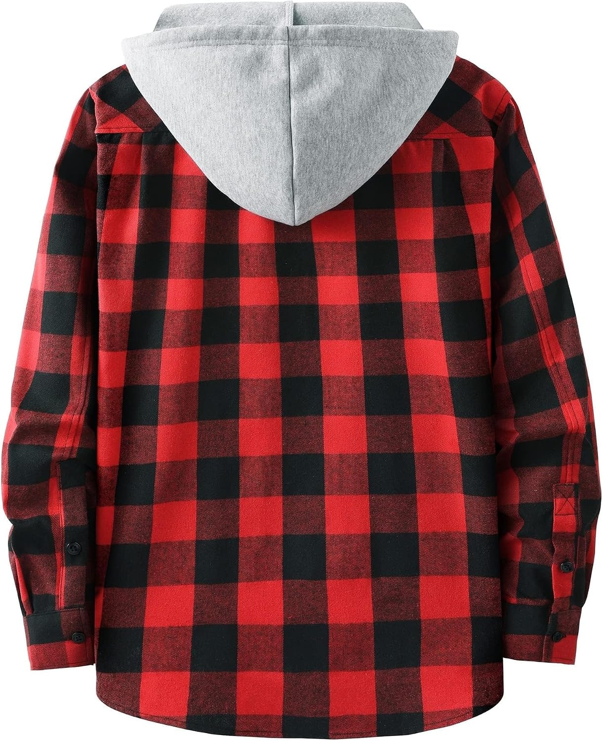 image:imageZITY Mens Flannel Hoodie Shirts Casual Button Down Long Sleeve Plaid ShirtBlack Red