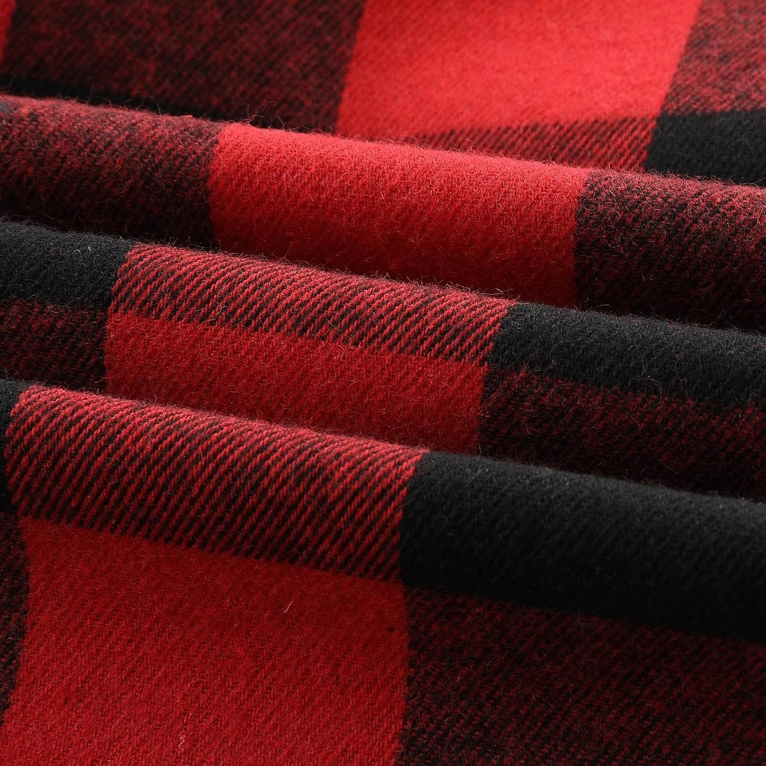 image:imageZITY Mens Flannel Hoodie Shirts Casual Button Down Long Sleeve Plaid ShirtBlack Red
