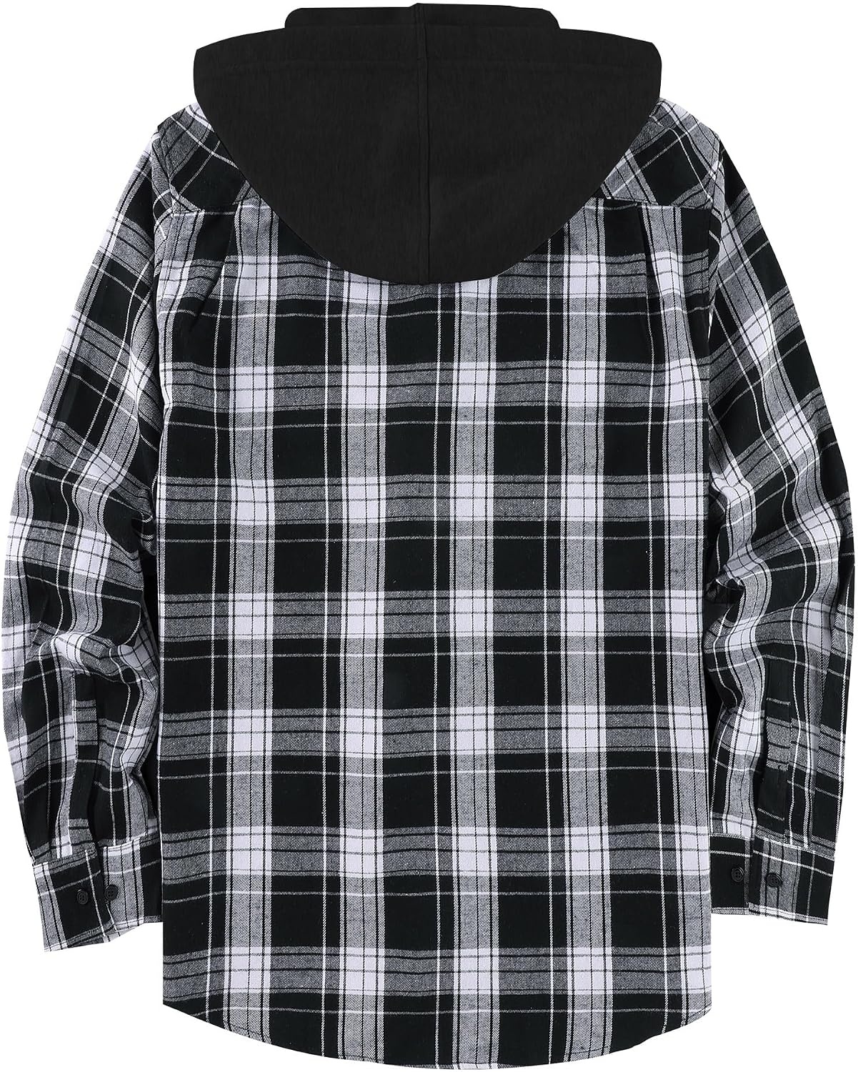 image:imageZITY Mens Flannel Hoodie Shirts Casual Button Down Long Sleeve Plaid ShirtBlack White