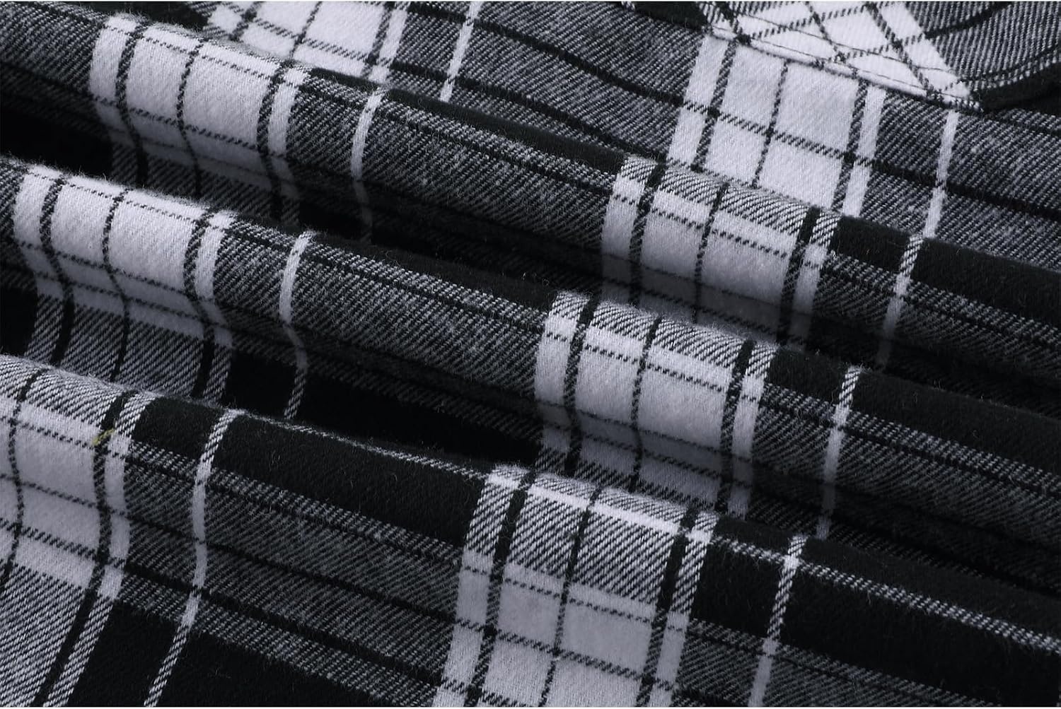 image:imageZITY Mens Flannel Hoodie Shirts Casual Button Down Long Sleeve Plaid ShirtBlack White