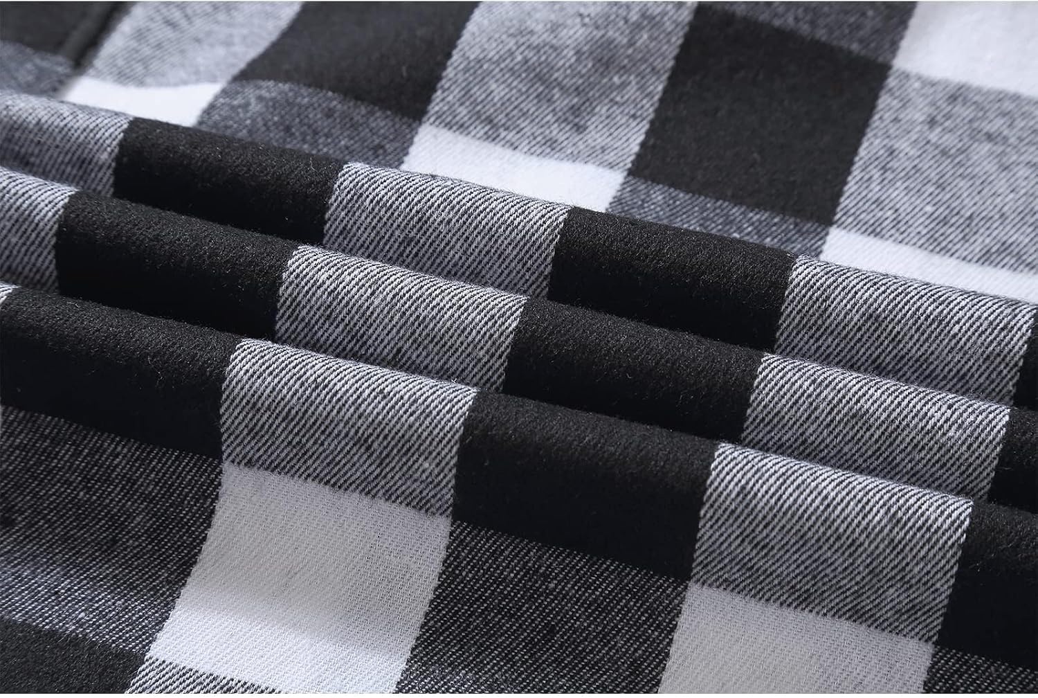 image:imageZITY Mens Flannel Hoodie Shirts Casual Button Down Long Sleeve Plaid ShirtBlack White Gray