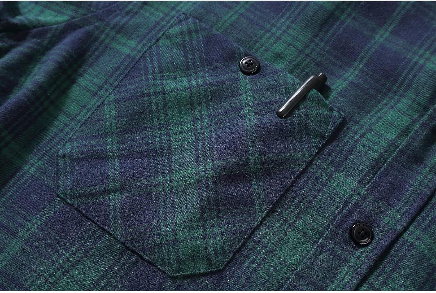image:imageZITY Mens Flannel Hoodie Shirts Casual Button Down Long Sleeve Plaid ShirtBlue Green Navy