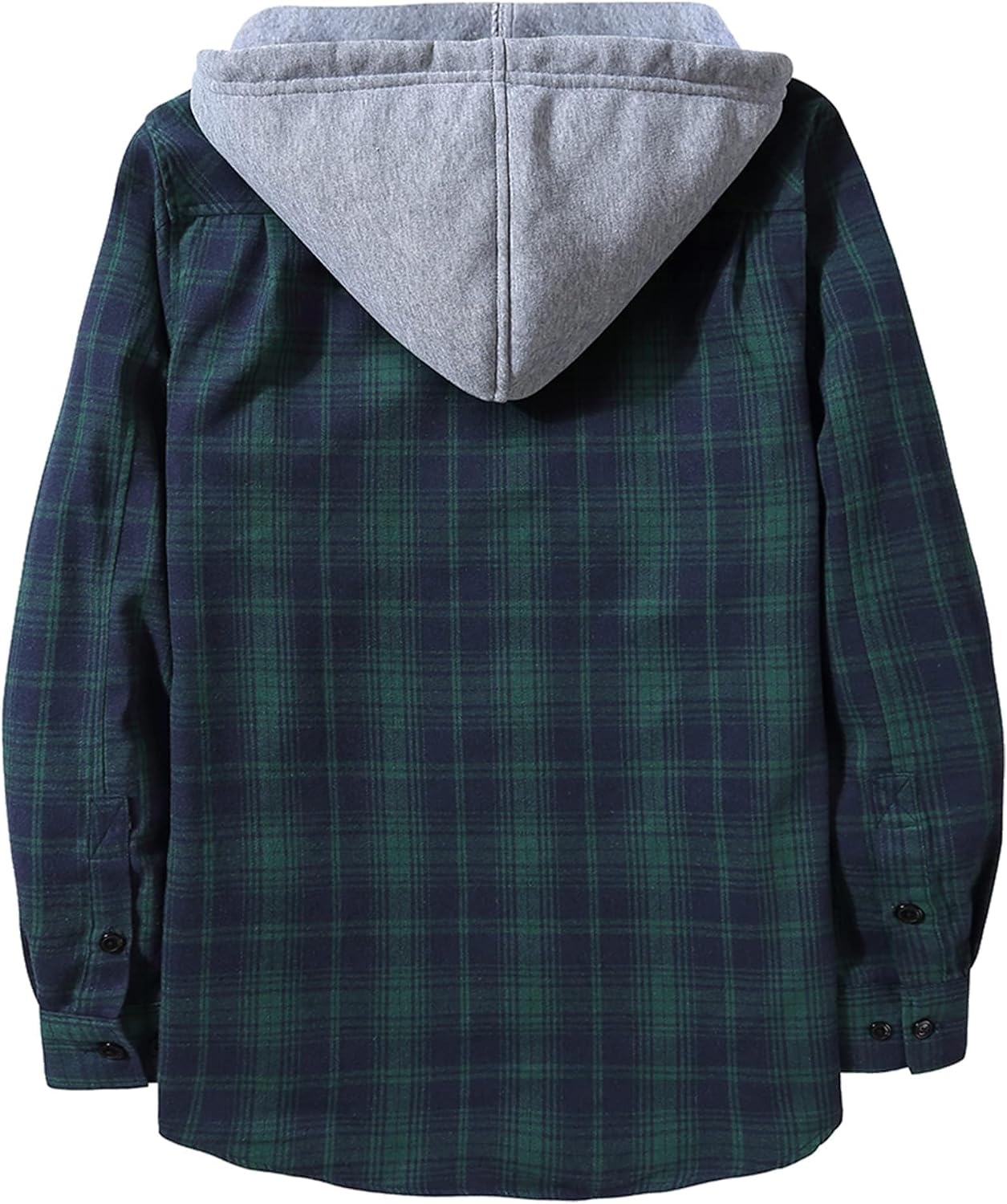 image:imageZITY Mens Flannel Hoodie Shirts Casual Button Down Long Sleeve Plaid ShirtBlue Green Navy