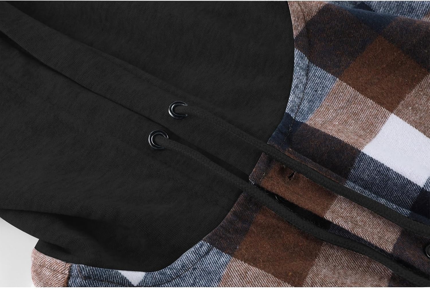 image:imageZITY Mens Flannel Hoodie Shirts Casual Button Down Long Sleeve Plaid ShirtBrown White