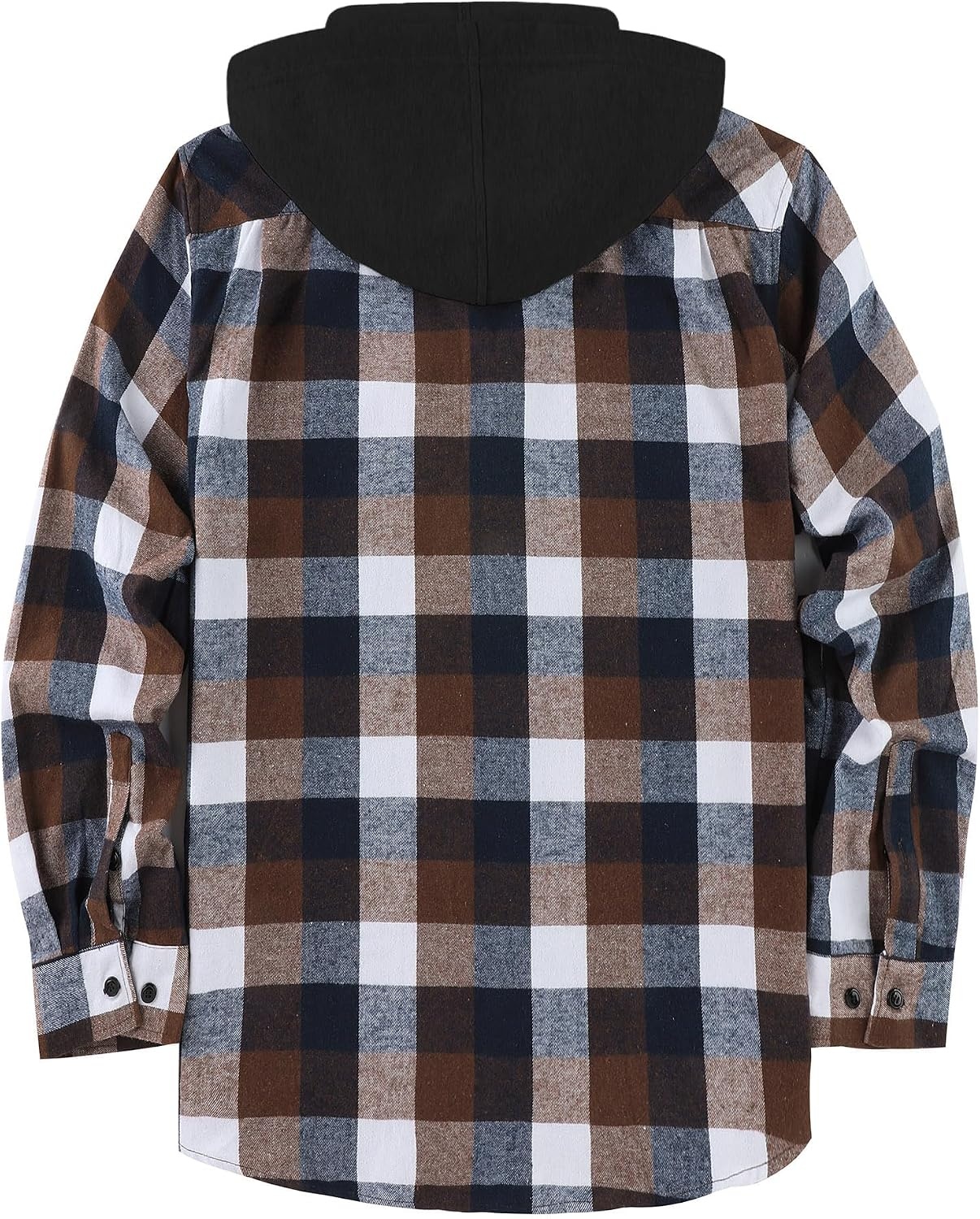 image:imageZITY Mens Flannel Hoodie Shirts Casual Button Down Long Sleeve Plaid ShirtBrown White