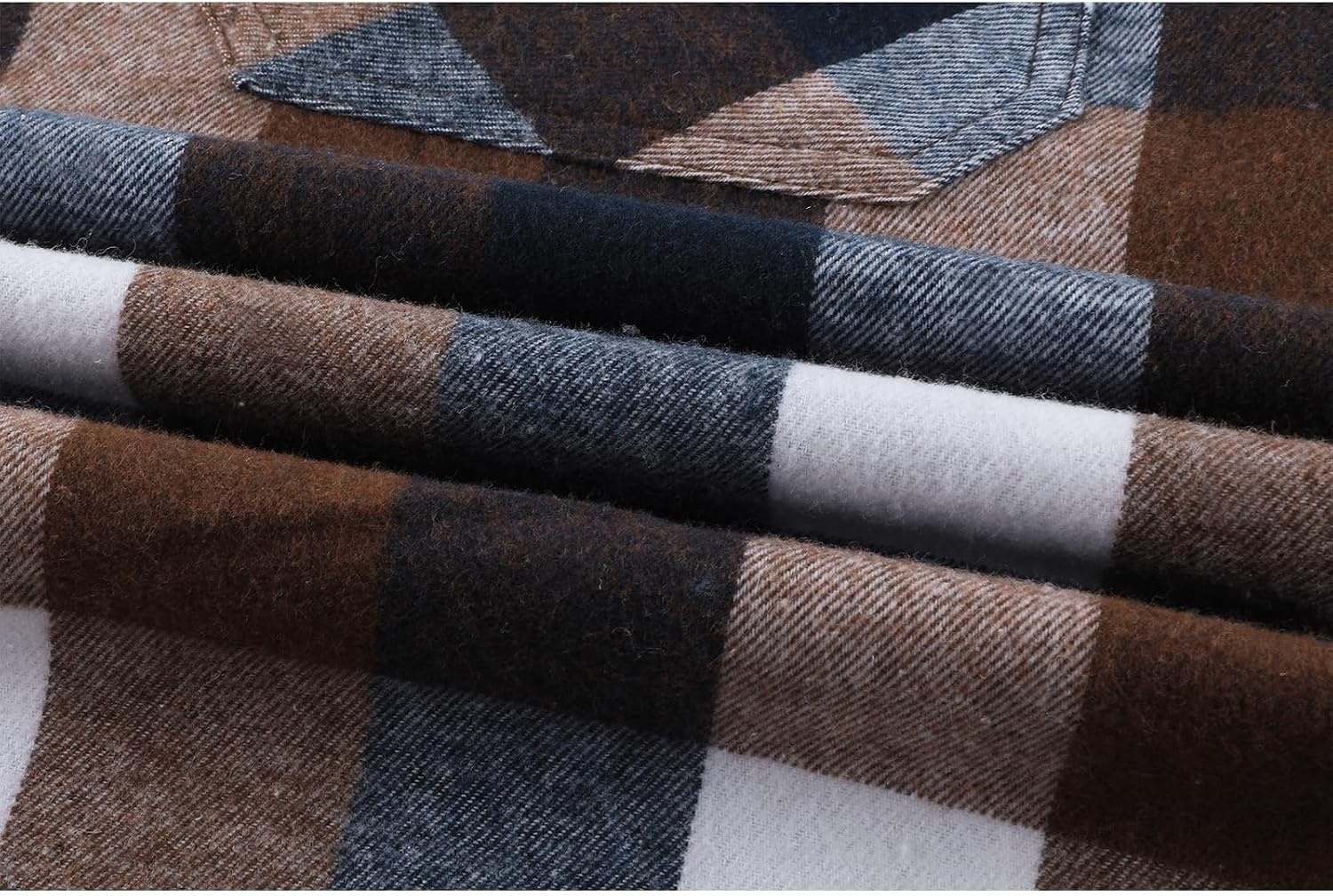image:imageZITY Mens Flannel Hoodie Shirts Casual Button Down Long Sleeve Plaid ShirtBrown White